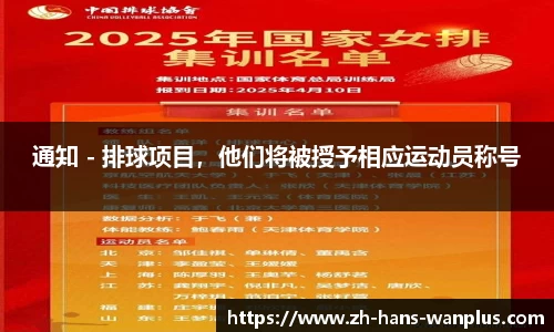 通知 - 排球项目，他们将被授予相应运动员称号
